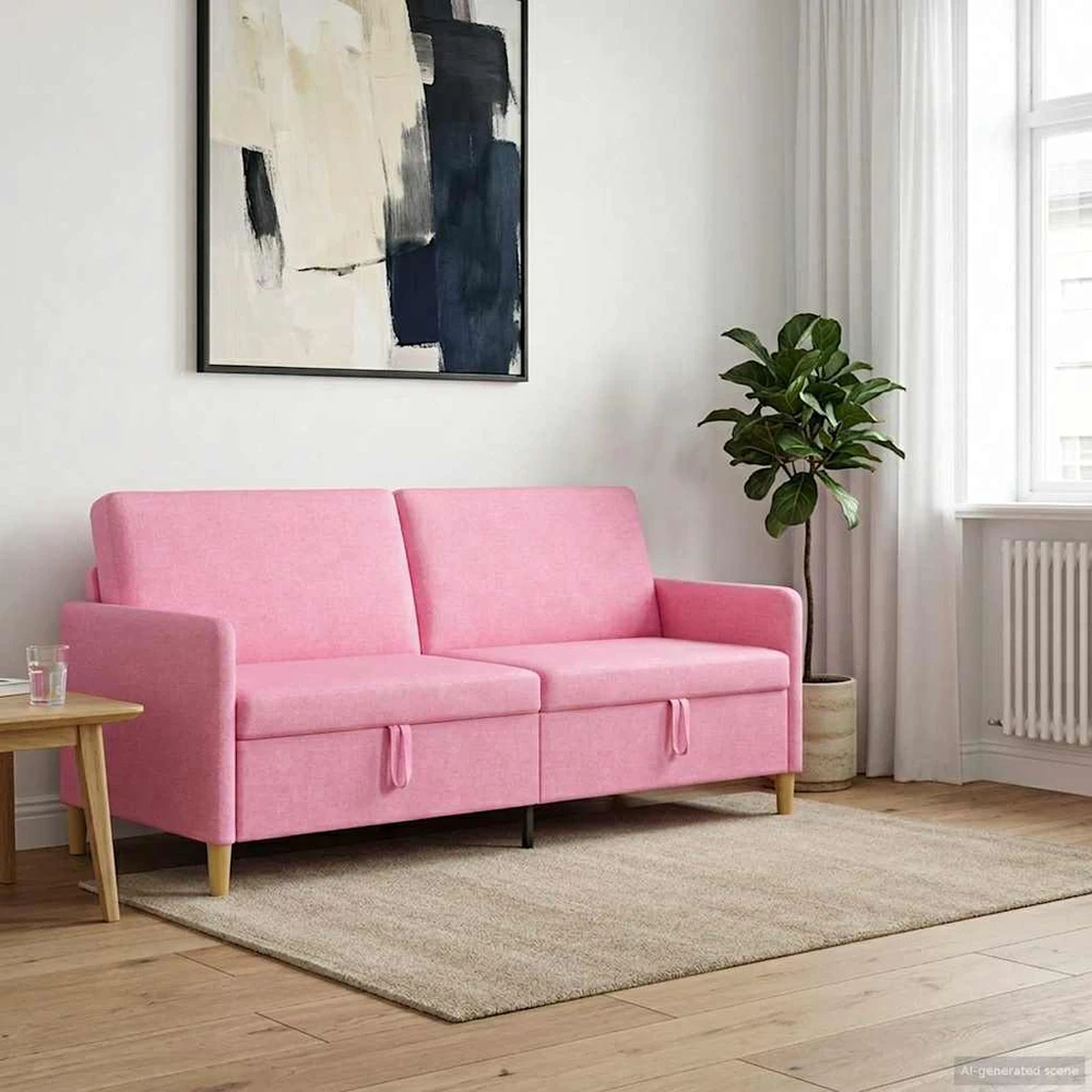 Sofa su saugojimo vieta Rožinė 192 x 78 x 87 cm Poliesteris