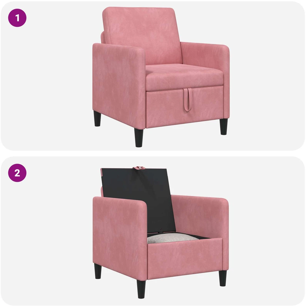Sofa su saugojimo vieta Rožinė 72 x 78 x 87 cm Poliesteris