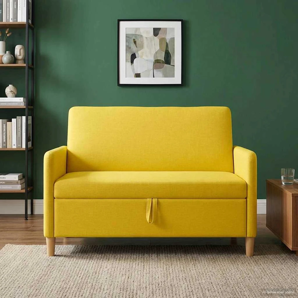 Sofa su saugojimo vieta Šviesi geltona 122 x 78 x 87 cm