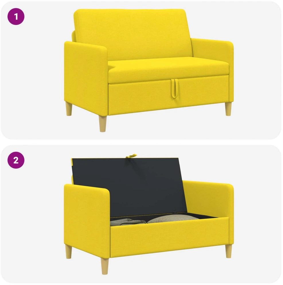 Sofa su saugojimo vieta Šviesi geltona 122 x 78 x 87 cm