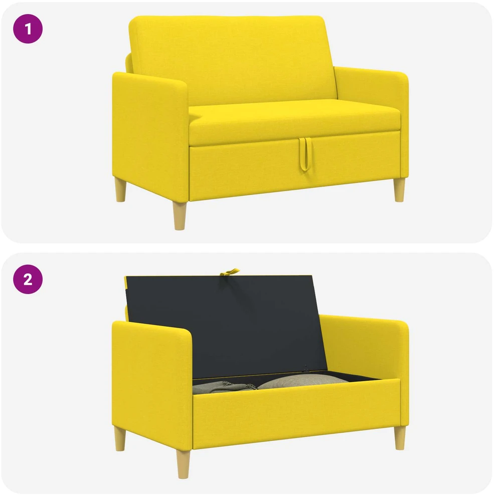 Sofa su saugojimo vieta Šviesi geltona 122 x 78 x 87 cm