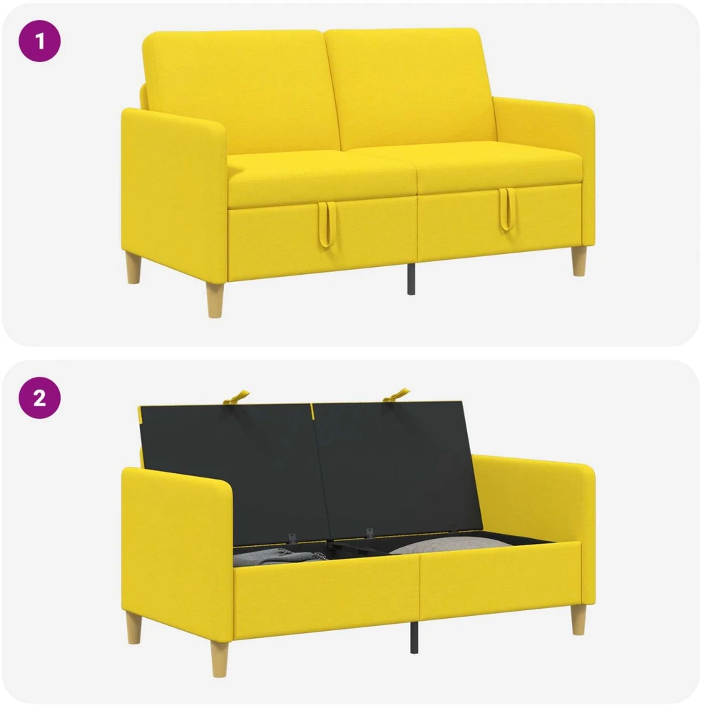 Sofa su saugojimo vieta Šviesi geltona 152 x 78 x 87 cm