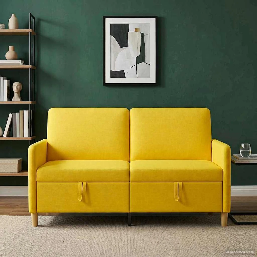 Sofa su saugojimo vieta Šviesi geltona 152 x 78 x 87 cm