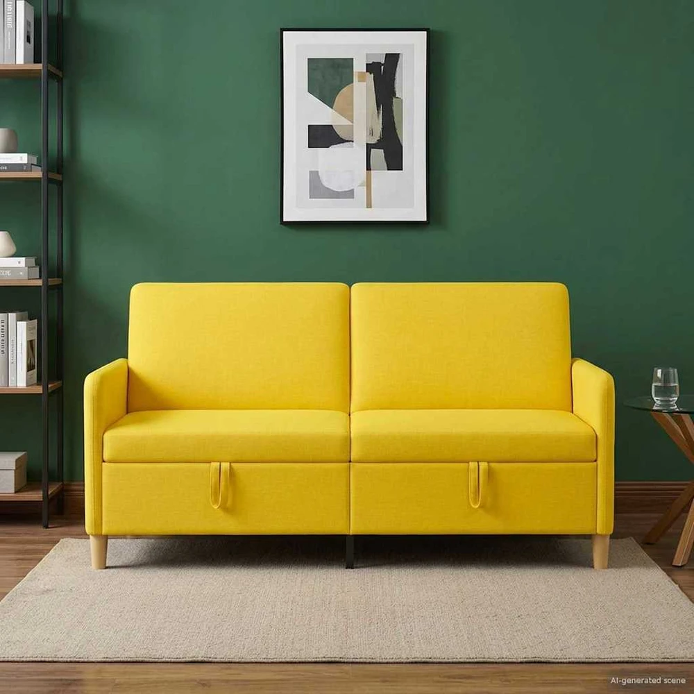Sofa su saugojimo vieta Šviesi geltona 172 x 78 x 87 cm