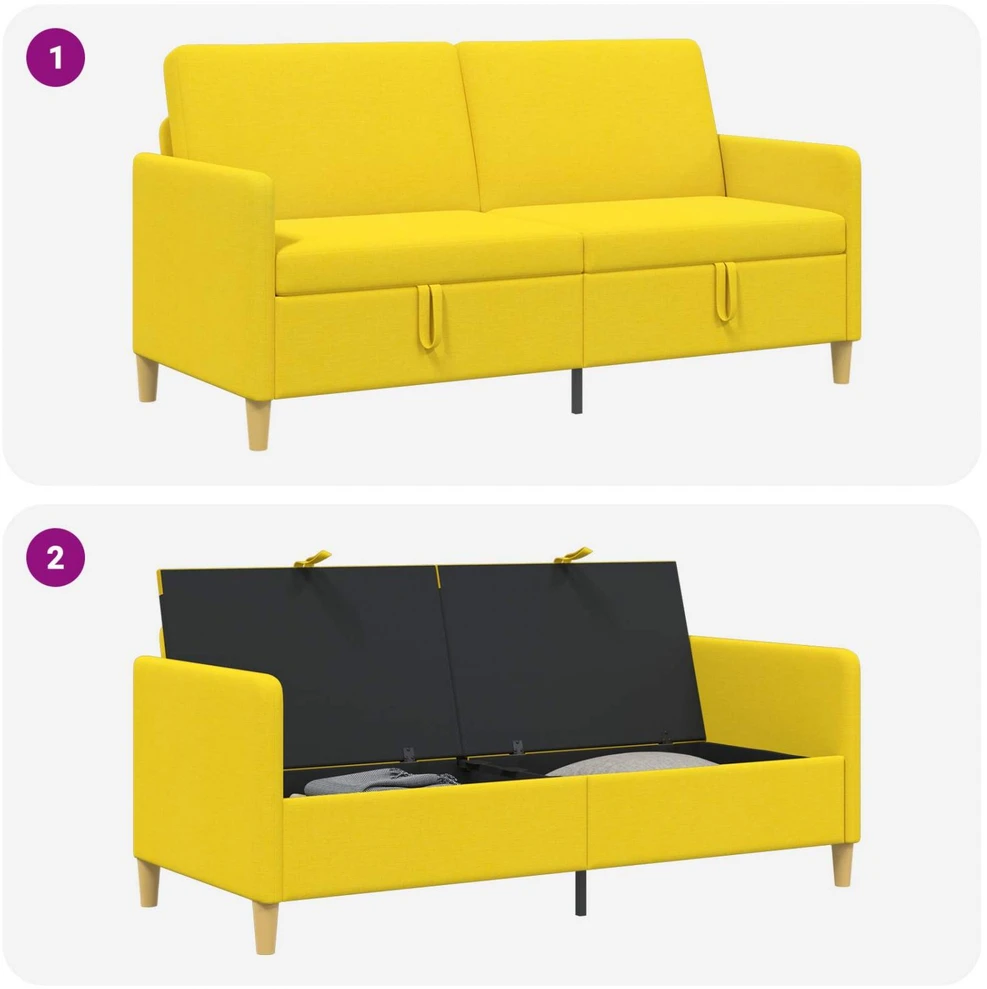 Sofa su saugojimo vieta Šviesi geltona 172 x 78 x 87 cm