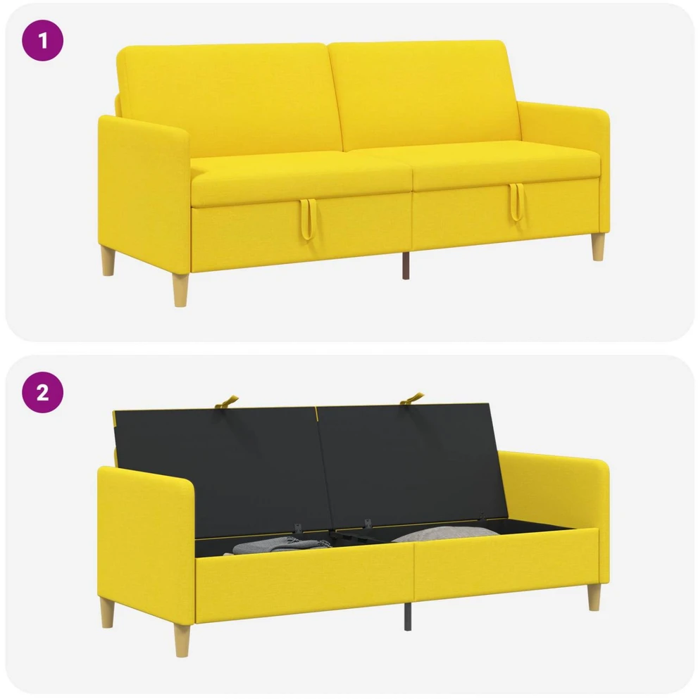 Sofa su saugojimo vieta Šviesi geltona 192 x 78 x 87 cm