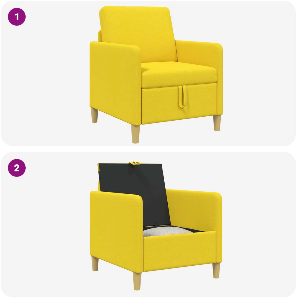 Sofa su saugojimo vieta Šviesi geltona 72 x 78 x 87 cm