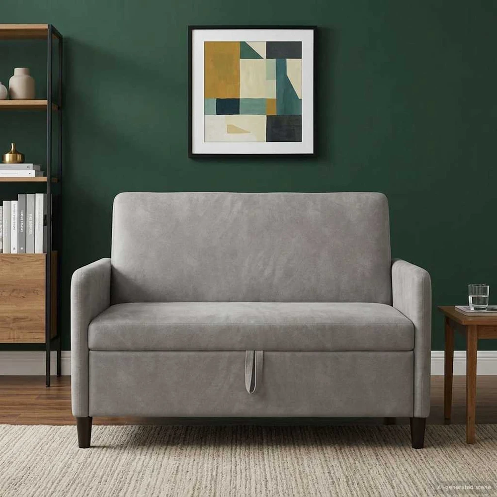 Sofa su saugojimo vieta 2 vietos Šviesiai pilka