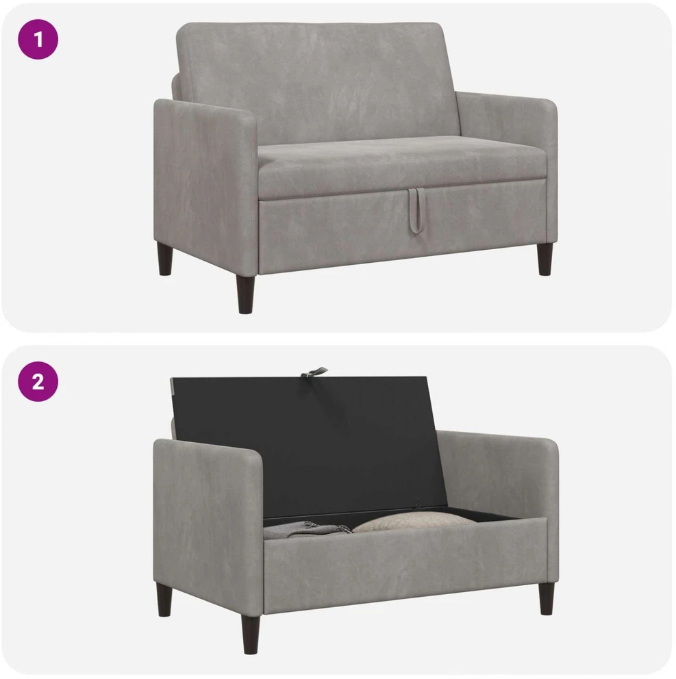Sofa su saugojimo vieta Šviesiai pilka 122 x 78 x 87 cm