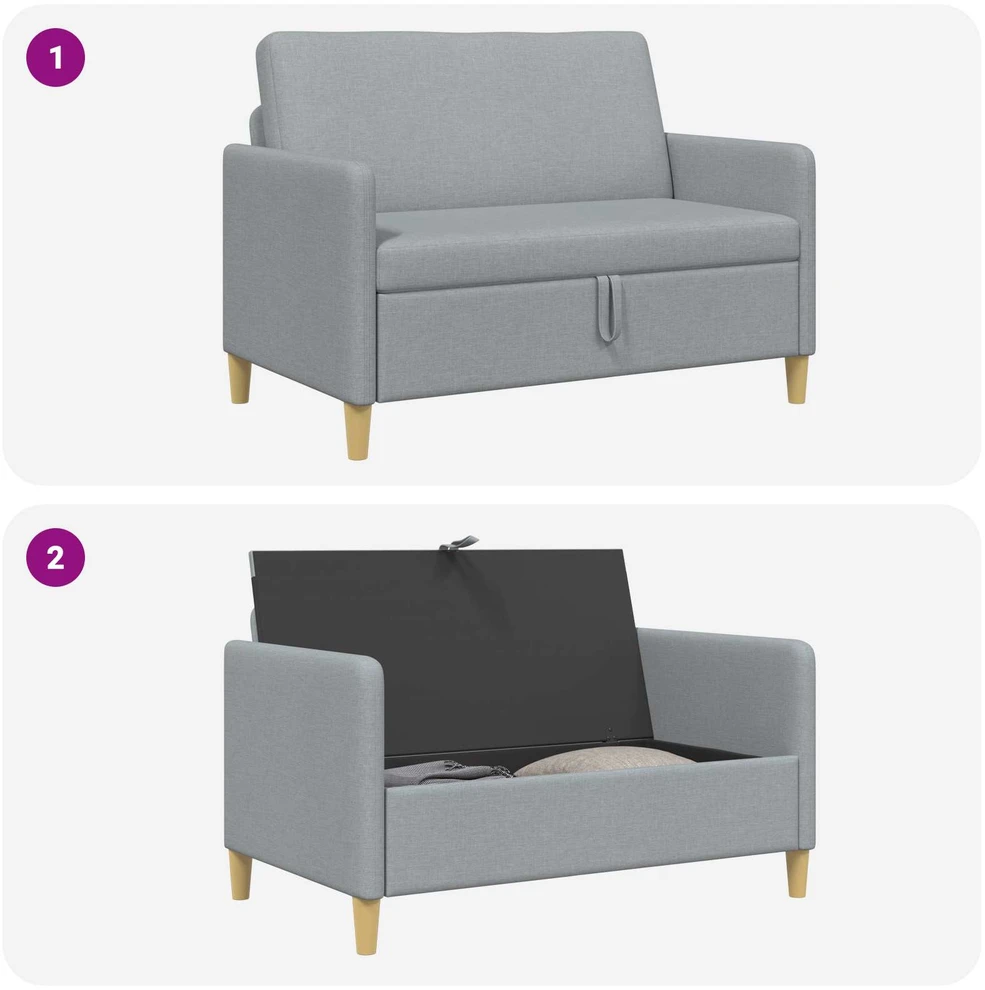 Sofa su saugojimo vieta Šviesiai pilka 122 x 78 x 87 cm