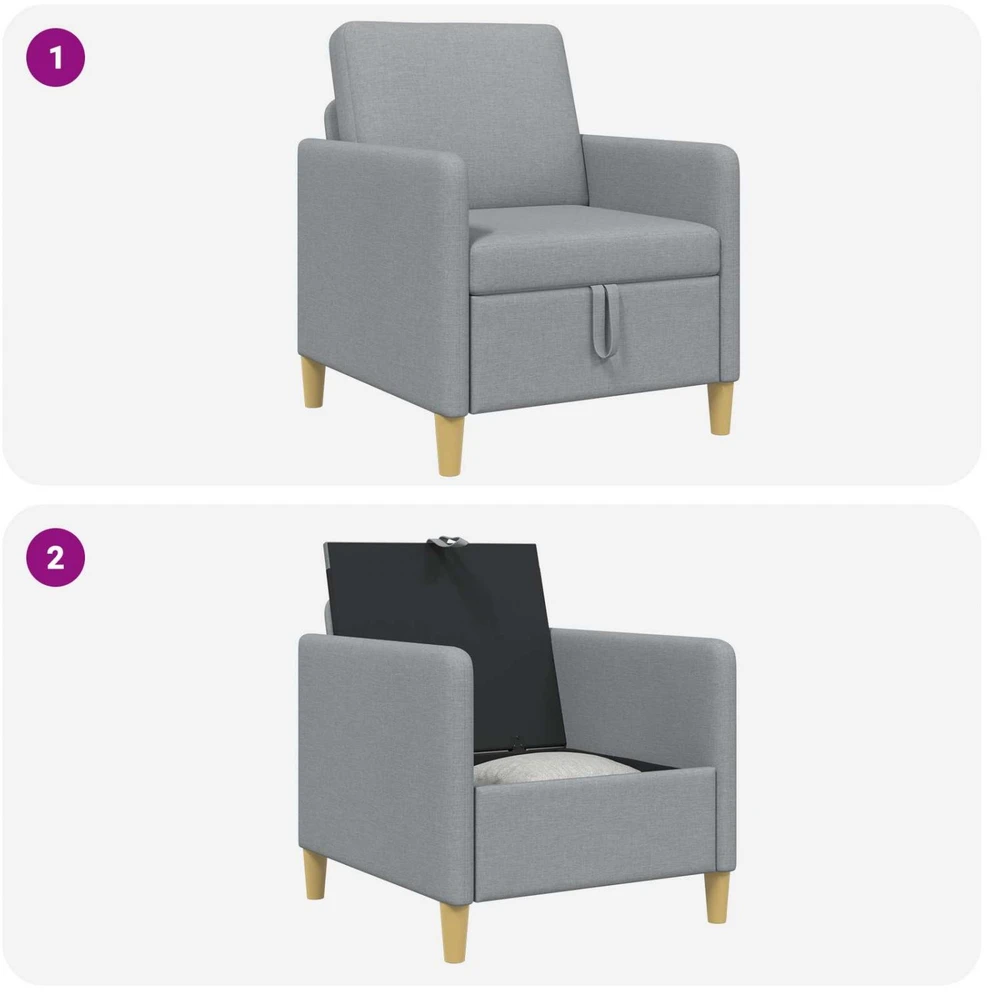Sofa su saugojimo vieta Šviesiai pilka 72 x 78 x 87 cm