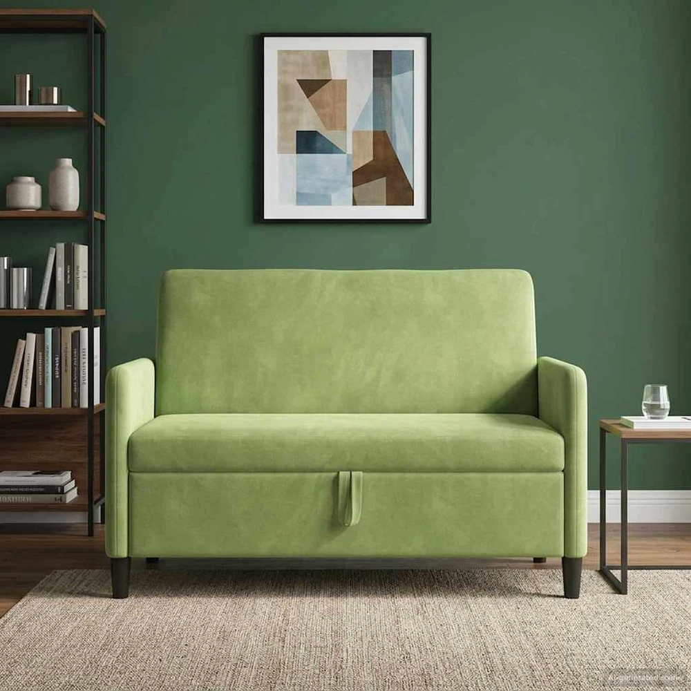 Sofa su saugojimo vieta 2 vietos Šviesiai žalia