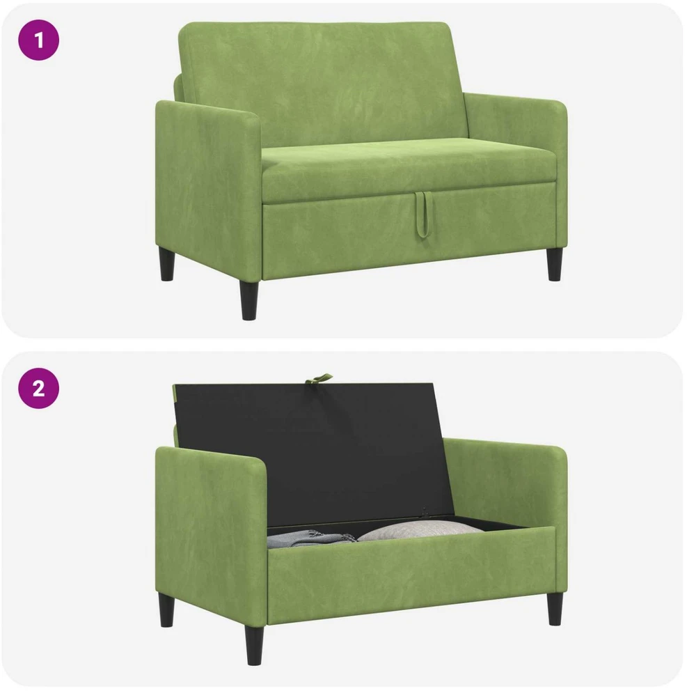 Sofa su saugojimo vieta Šviesiai žalia 122 x 78 x 87 cm