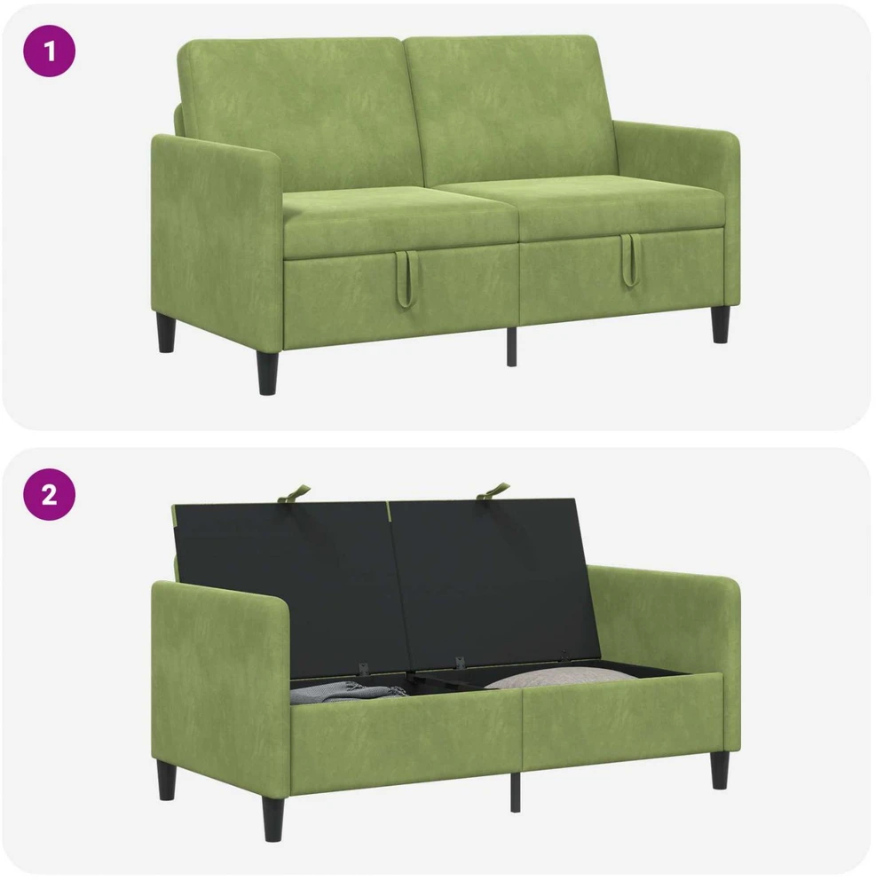 Sofa su saugojimo vieta Šviesiai žalia 152 x 78 x 87 cm