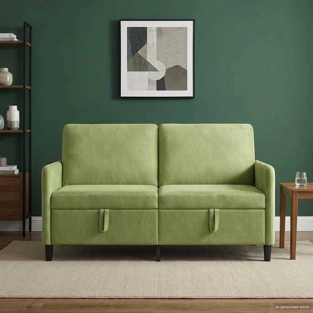 Sofa su saugojimo vieta Šviesiai žalia 152 x 78 x 87 cm