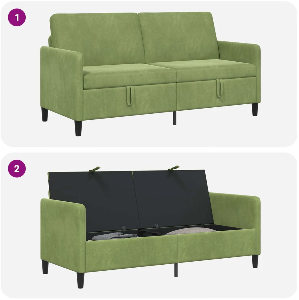 Sofa su saugojimo vieta Šviesiai žalia 172 x 78 x 87 cm
