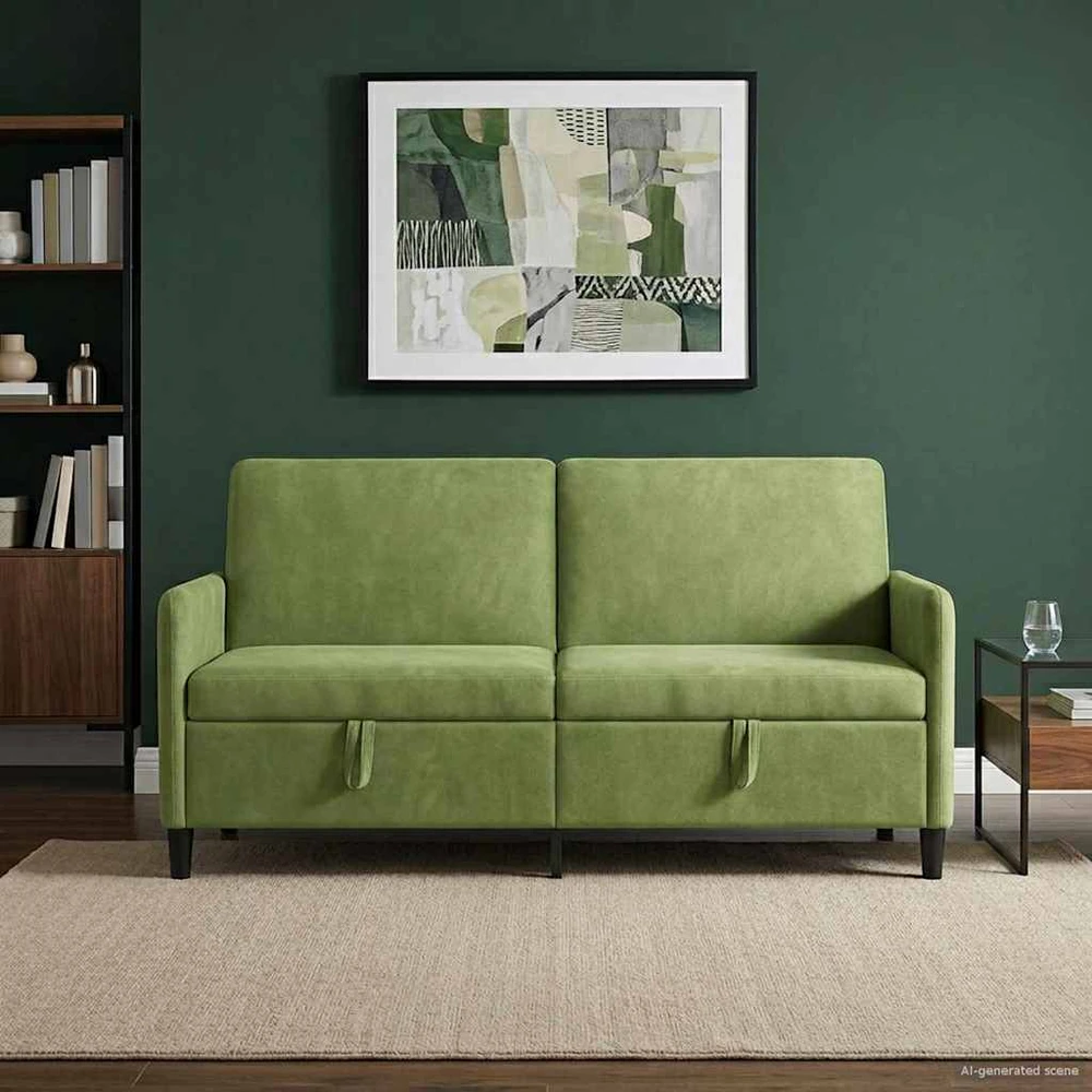 Sofa su saugojimo vieta Šviesiai žalia 172 x 78 x 87 cm