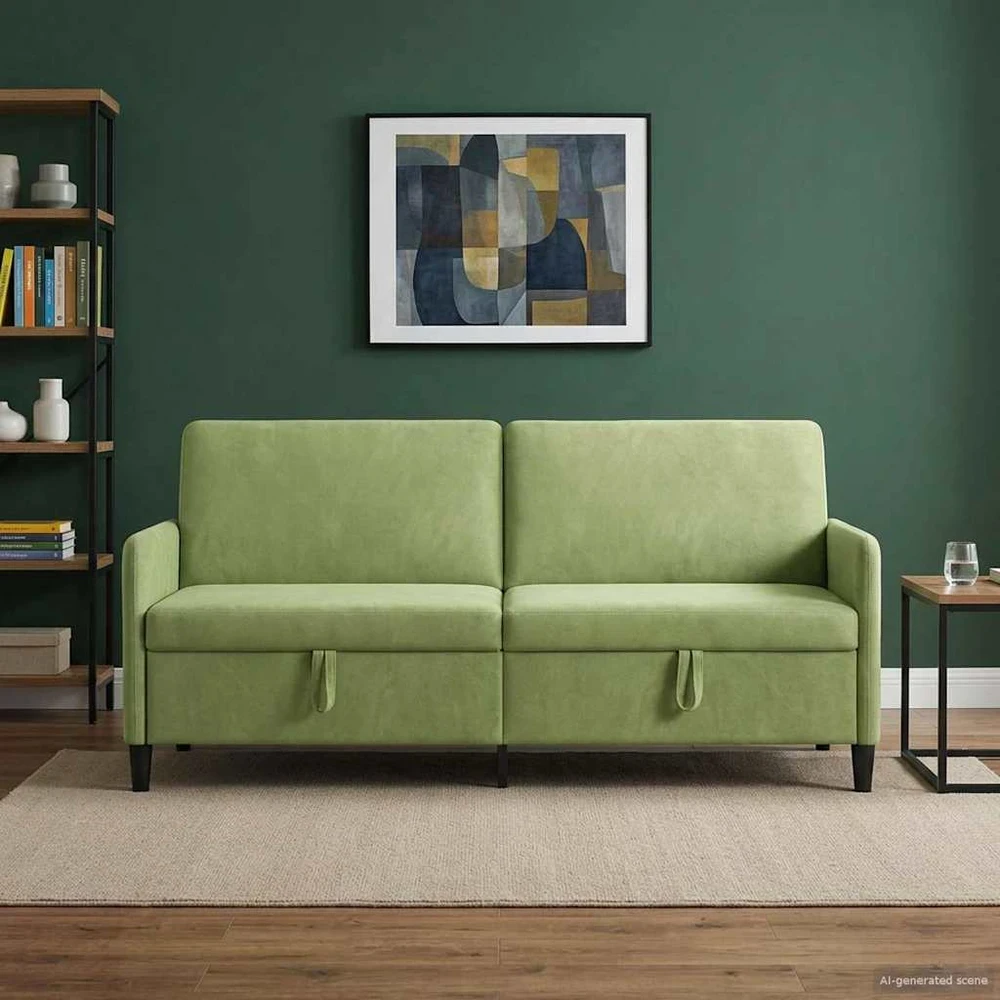 Sofa su saugojimo vieta Šviesiai žalia 192 x 78 x 87 cm
