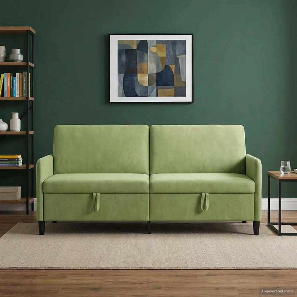 Sofa su saugojimo vieta Šviesiai žalia 192 x 78 x 87 cm