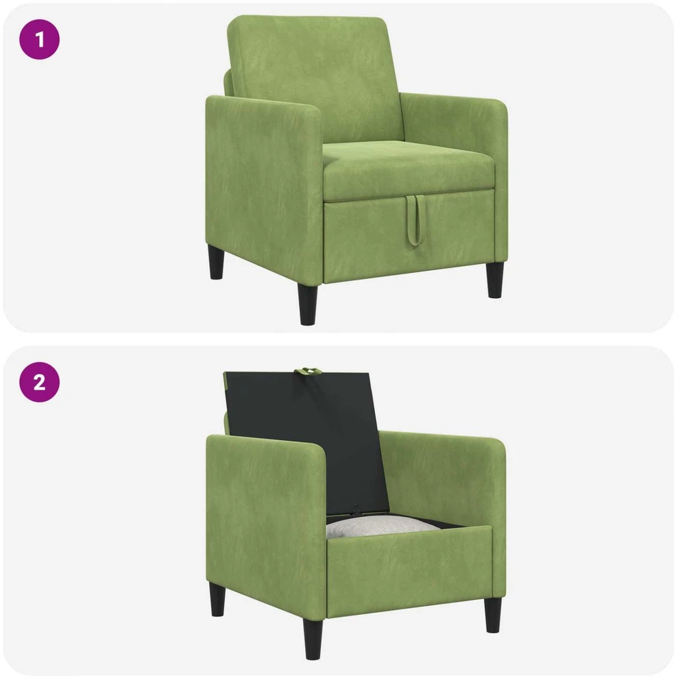 Sofa su saugojimo vieta Šviesiai žalia 72 x 78 x 87 cm