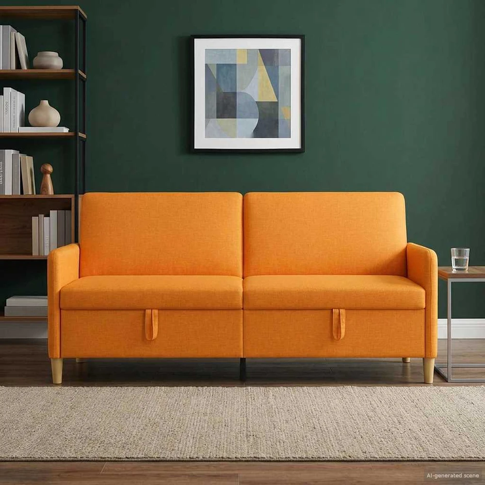 Sofa su saugojimo vieta Tamsiai geltona 192 x 78 x 87 cm