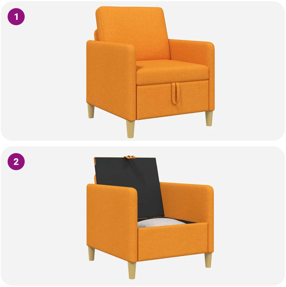 Sofa su saugojimo vieta Tamsiai geltona 72 x 78 x 87 cm