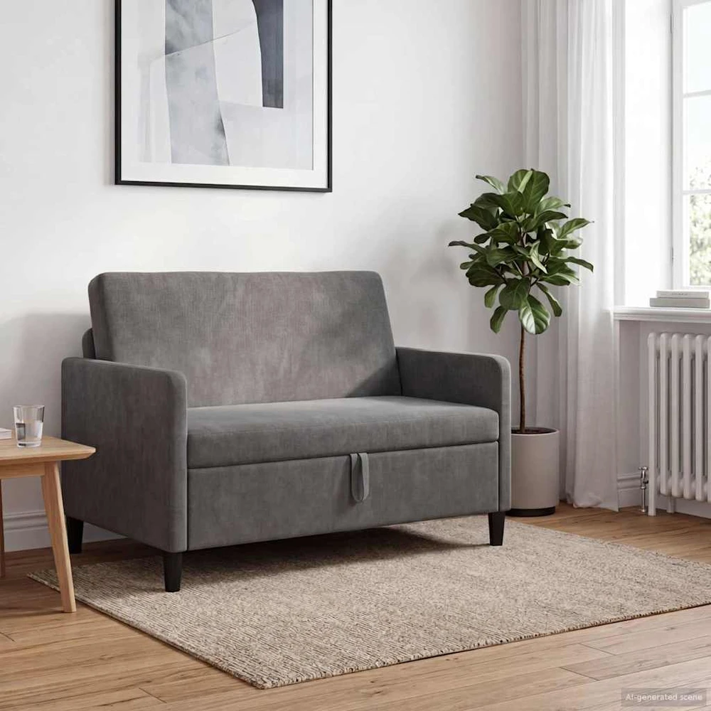 Sofa su saugojimo vieta Tamsiai pilka 122 x 78 x 87 cm