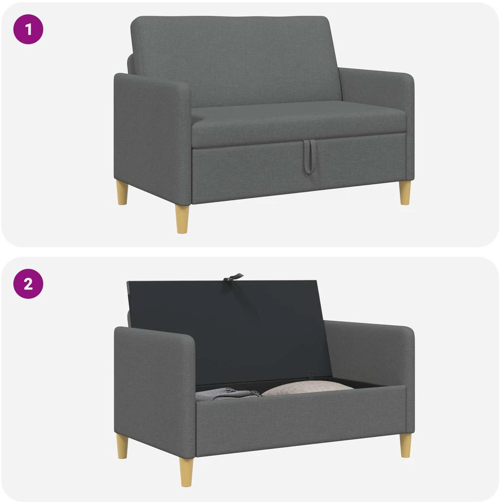 Sofa su saugojimo vieta Tamsiai pilka 122 x 78 x 87 cm