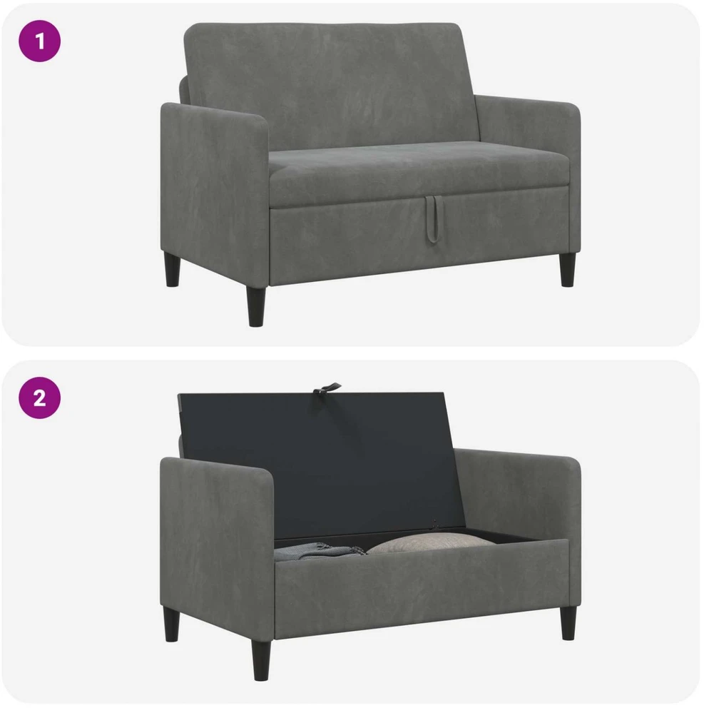 Sofa su saugojimo vieta Tamsiai pilka 122 x 78 x 87 cm