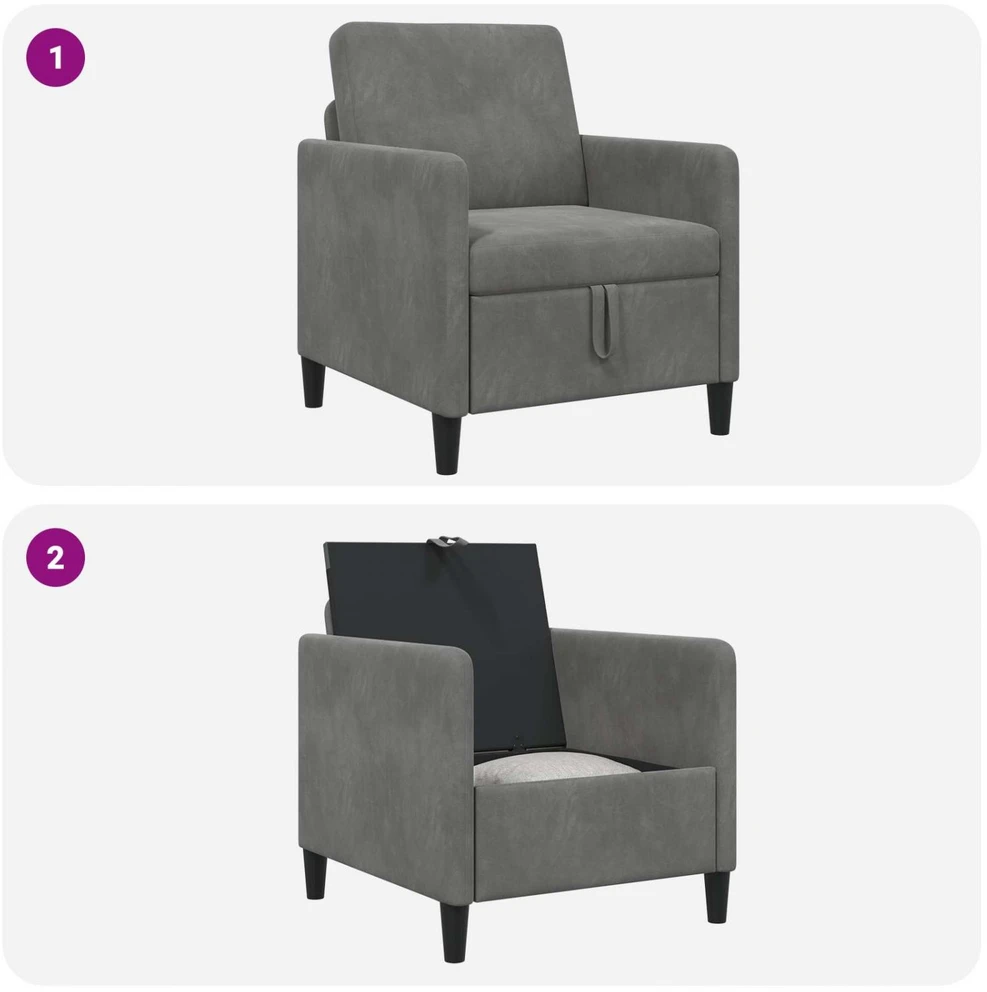 Sofa su saugojimo vieta Tamsiai pilka 72 x 78 x 87 cm