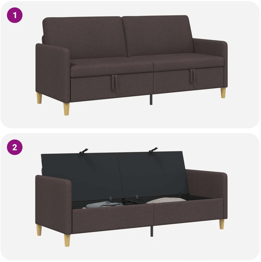 Sofa su saugojimo vieta Tamsiai rudas 192 x 78 x 87 cm