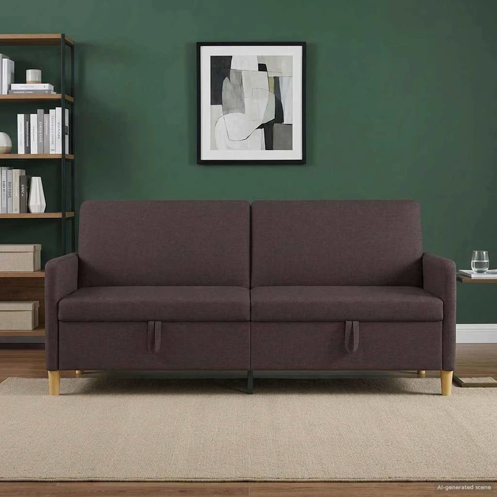 Sofa su saugojimo vieta Tamsiai rudas 192 x 78 x 87 cm