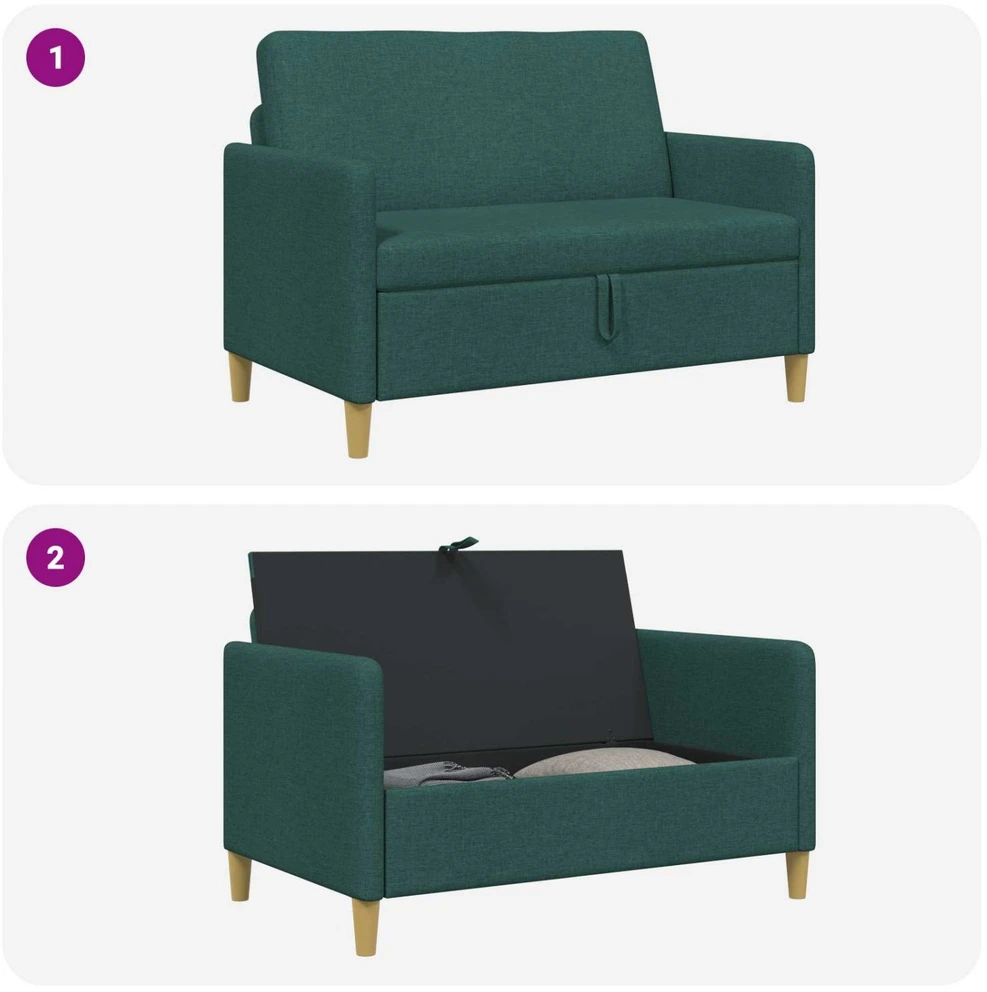Sofa su saugojimo vieta Tamsiai žalia 122 x 78 x 87 cm
