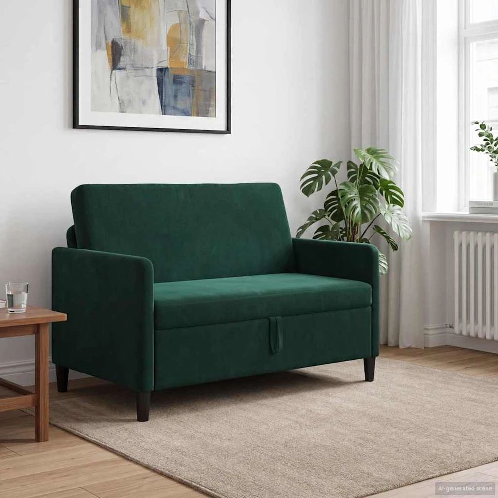 Sofa su saugojimo vieta Tamsiai žalia 122 x 78 x 87 cm