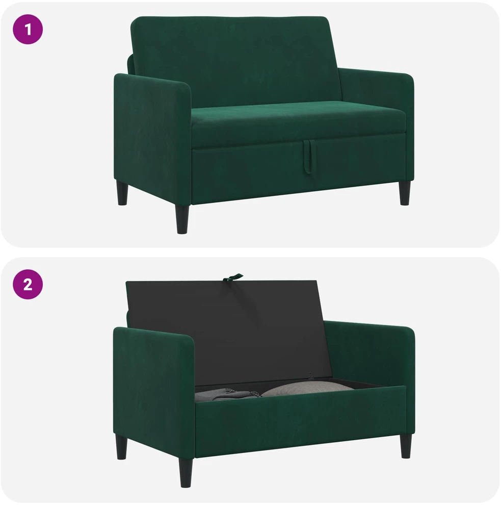Sofa su saugojimo vieta Tamsiai žalia 122 x 78 x 87 cm