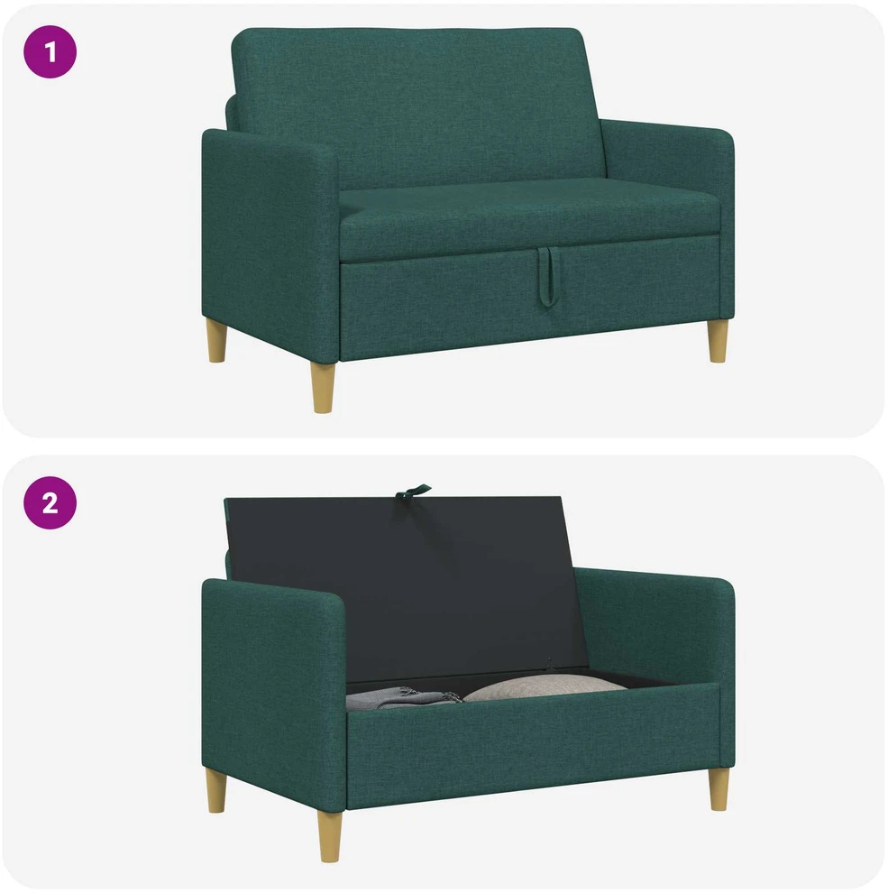 Sofa su saugojimo vieta Tamsiai žalia 122 x 78 x 87 cm