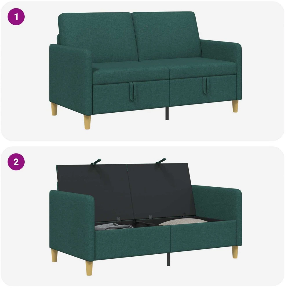 Sofa su saugojimo vieta Tamsiai žalia 152 x 78 x 87 cm