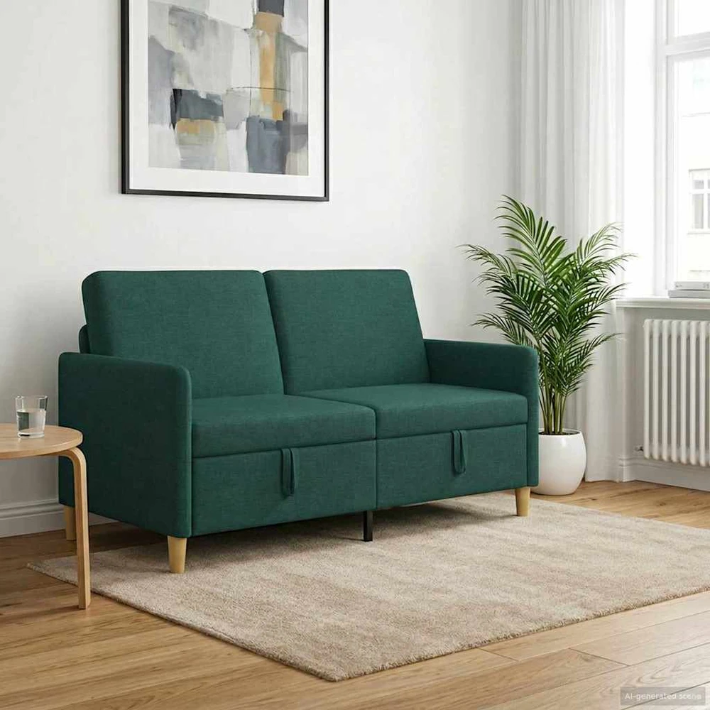 Sofa su saugojimo vieta Tamsiai žalia 152 x 78 x 87 cm