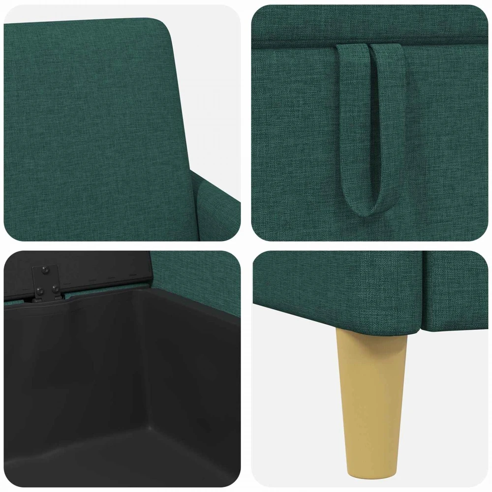 Sofa su saugojimo vieta Tamsiai žalia 172 x 78 x 87 cm