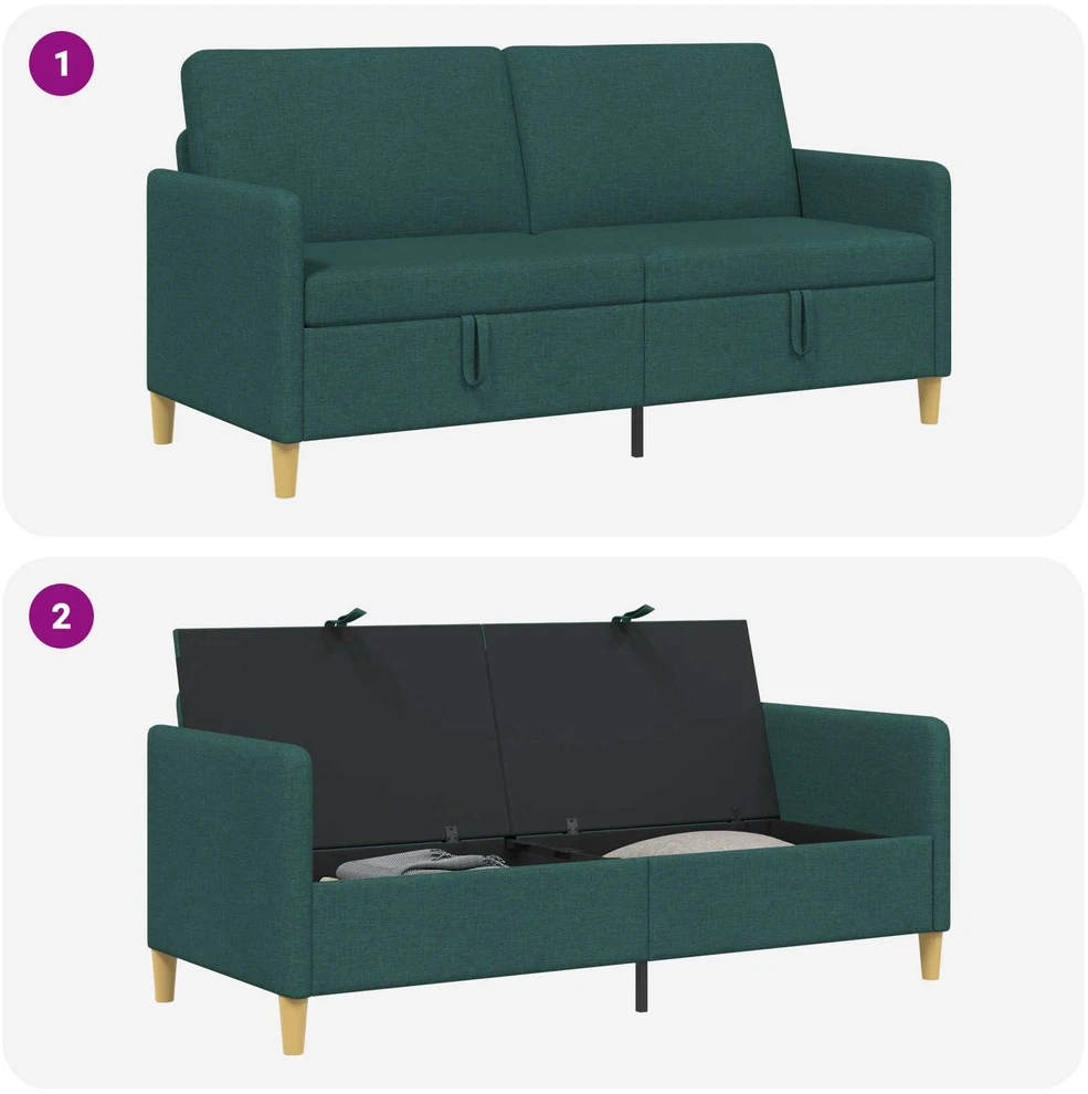 Sofa su saugojimo vieta Tamsiai žalia 172 x 78 x 87 cm