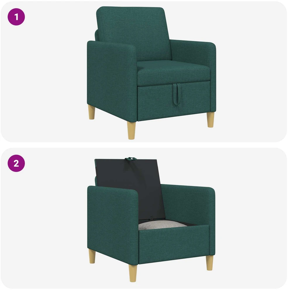 Sofa su saugojimo vieta Tamsiai žalia 72 x 78 x 87 cm