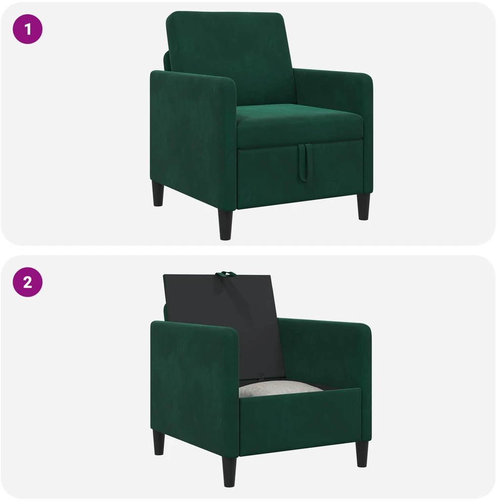 Sofa su saugojimo vieta Tamsiai žalia 72 x 78 x 87 cm
