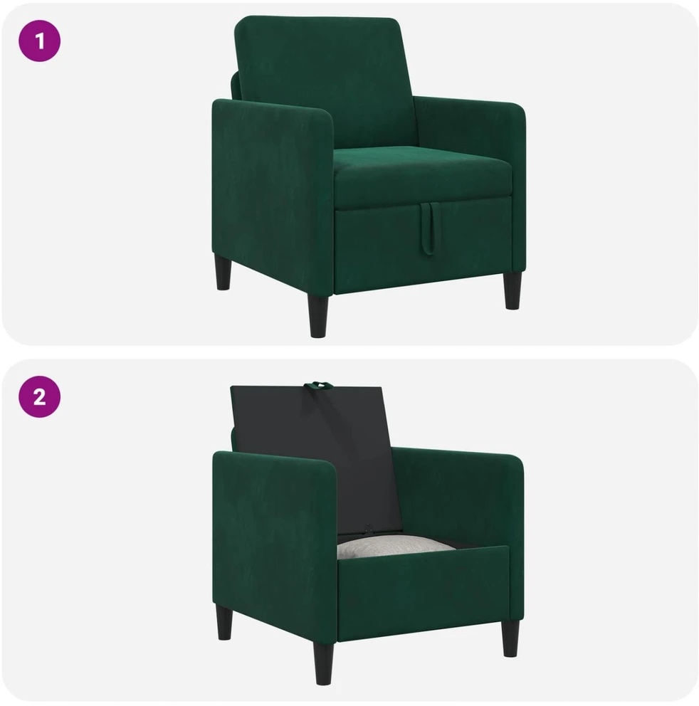 Sofa su saugojimo vieta Tamsiai žalia 72 x 78 x 87 cm