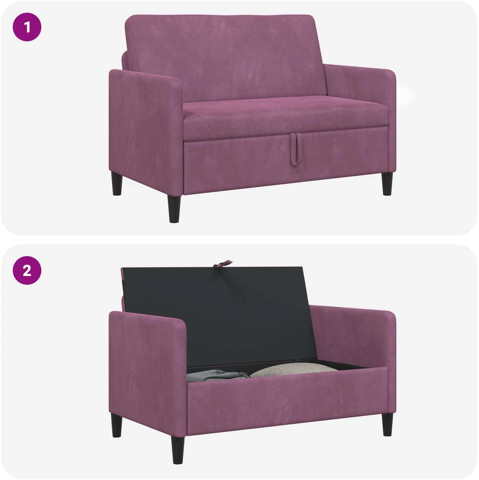 Sofa su saugojimo vieta Violetinė 122 x 78 x 87 cm Poliesteris
