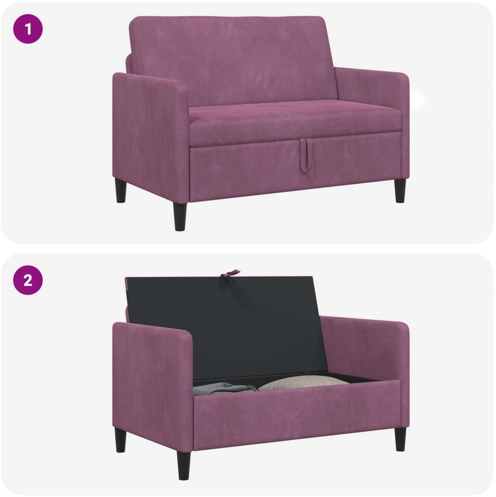 Sofa su saugojimo vieta Violetinė 122 x 78 x 87 cm Poliesteris