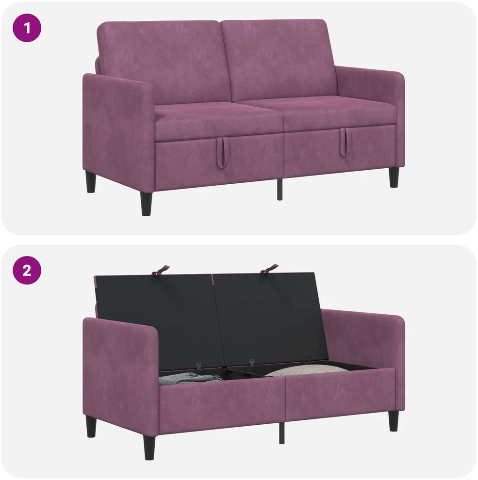 Sofa su saugojimo vieta Violetinė 152 x 78 x 87 cm Poliesteris