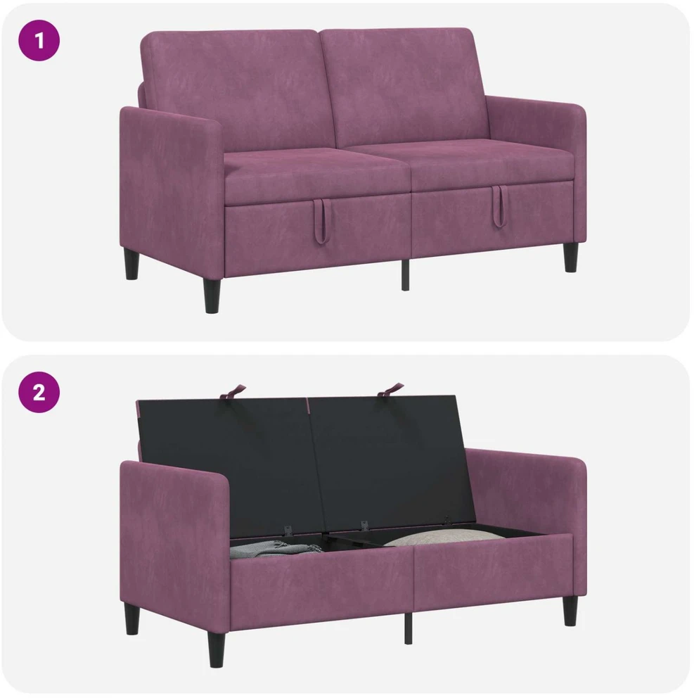 Sofa su saugojimo vieta Violetinė 152 x 78 x 87 cm Poliesteris