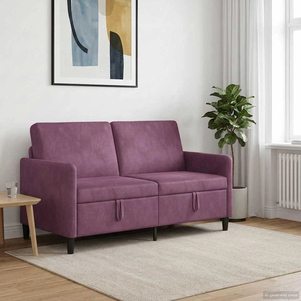 Sofa su saugojimo vieta 2 vietos Violetinė 152 x 78 x 87 cm