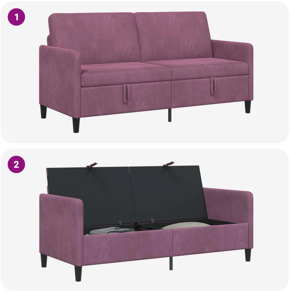 Sofa su saugojimo vieta Violetinė 172 x 78 x 87 cm Poliesteris