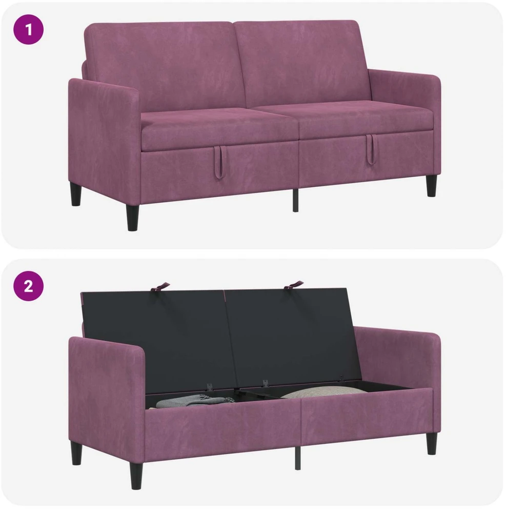 Sofa su saugojimo vieta Violetinė 172 x 78 x 87 cm Poliesteris